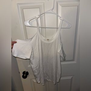 White tank top with cut off sleeves